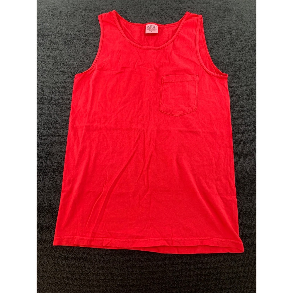 Comfort Colors Red Pocket Tank Top Original Garment Dye Pre-Shrunk Cotton Size S
